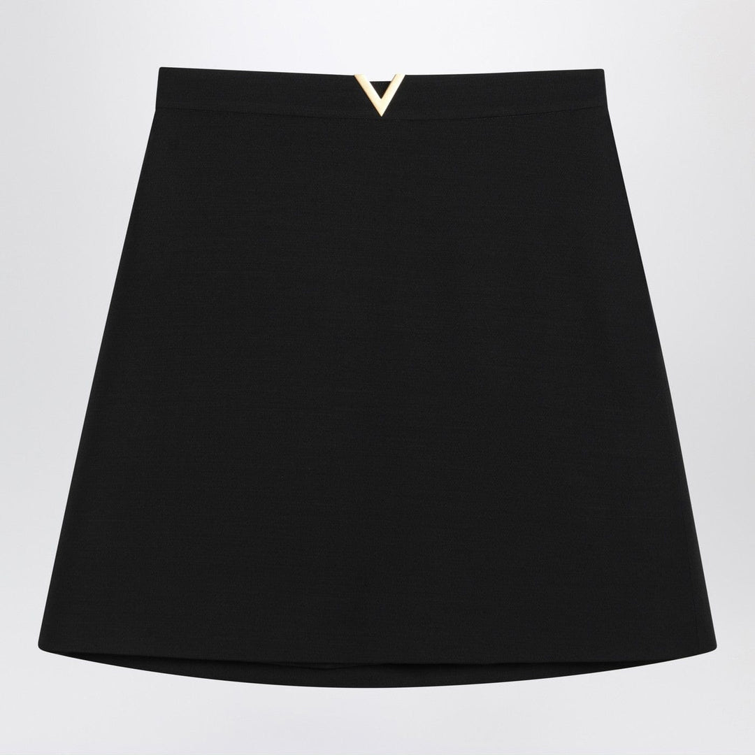 Skirts 38  IT Valentino - Black mini skirt with V Gold detail Brand