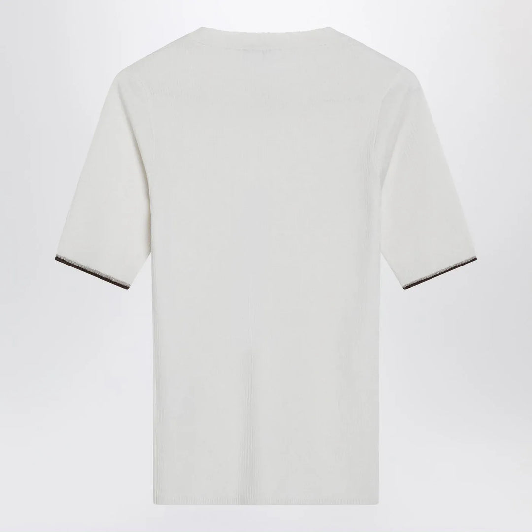 Brunello Cucinelli - White cashmere and silk knit top Brand Sweater XS