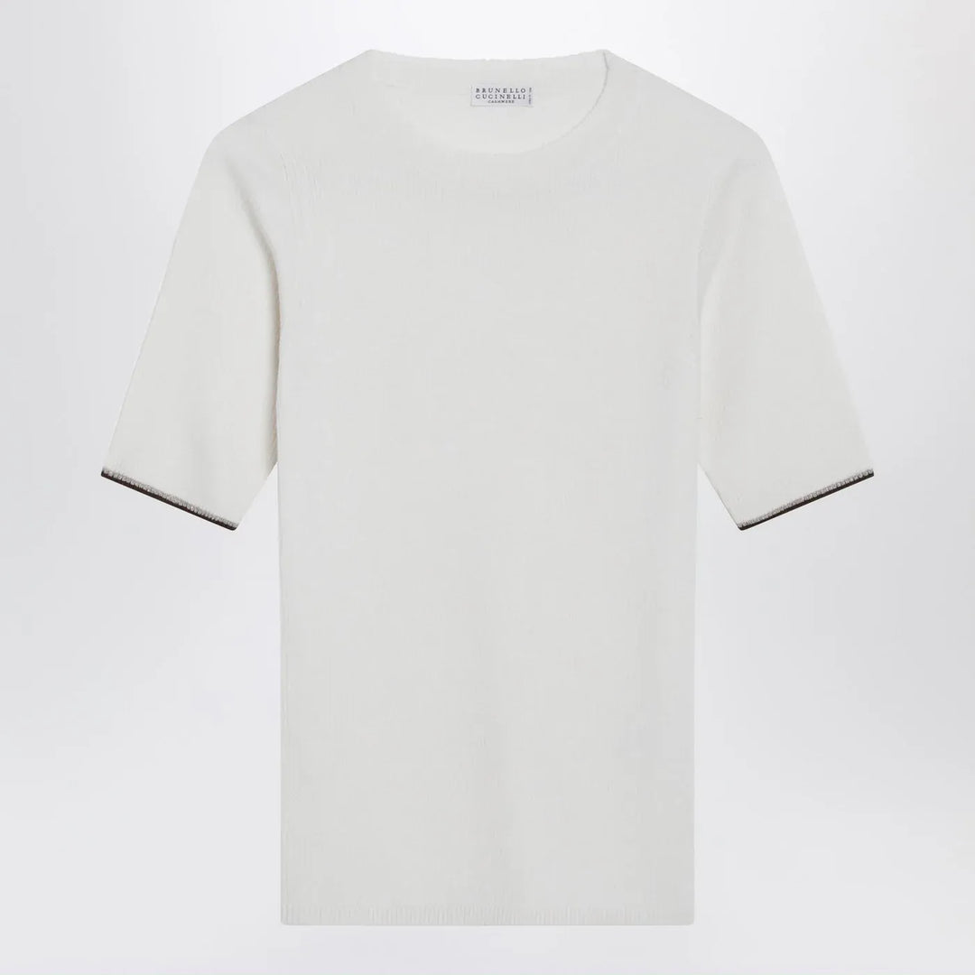 Brunello Cucinelli - White cashmere and silk knit top Brand Sweater XS