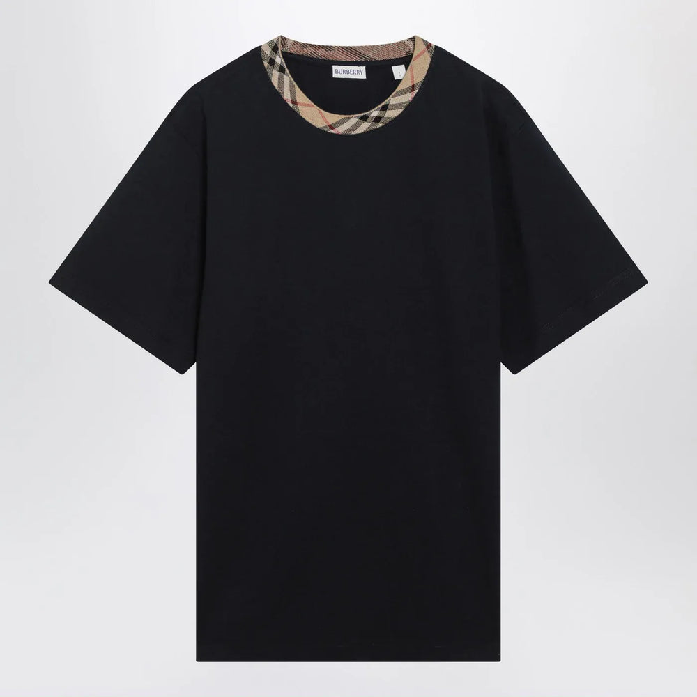 Burberry - Navy T-shirt with Check trims Brand T-Shirt S