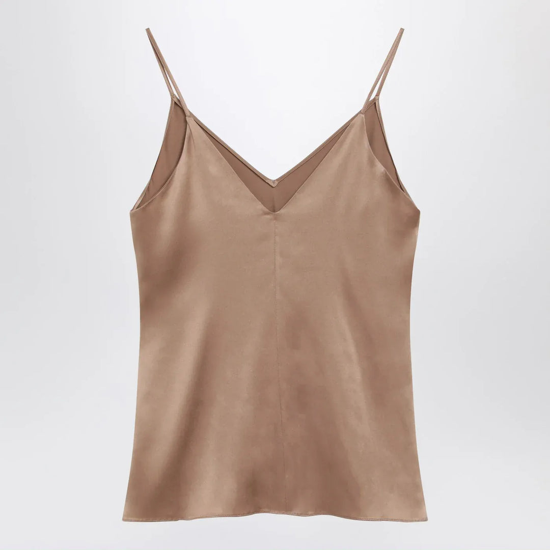 Brunello Cucinelli - Light beige silk-blend tank top Brand Tank