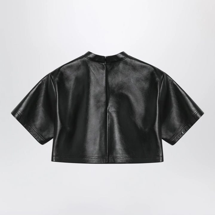 Balenciaga - Black Cropped Leather Top Brand Topwear