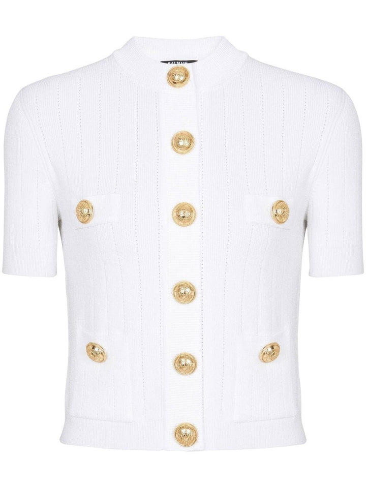 Balmain Topwear Balmain Knit Button Sweater Balmain Off-White Knit Button Sweater Brand
