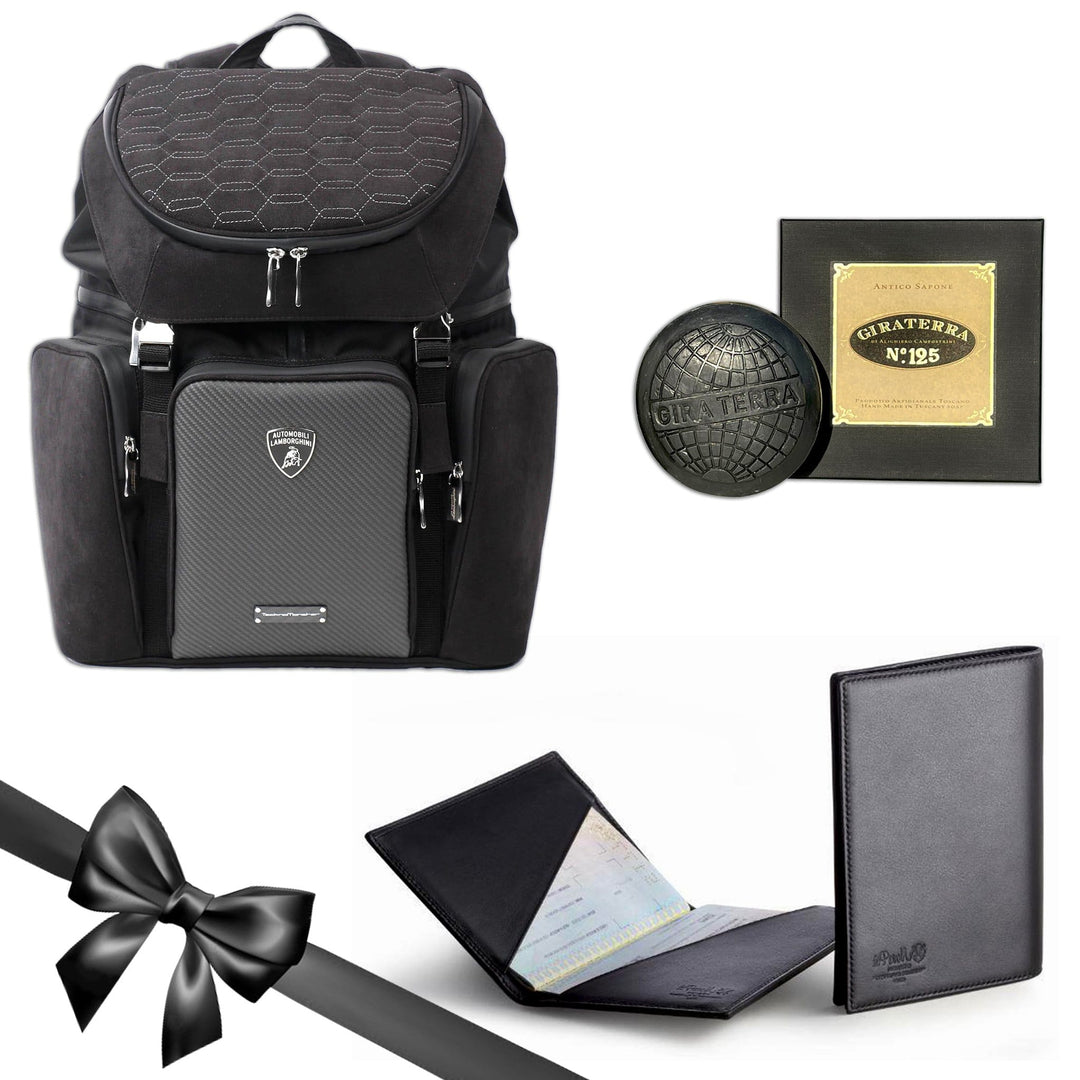 Italian Luxury Group Travel Bag Travel Gift Set Lamborghini Giraterra Italian Leather Brand