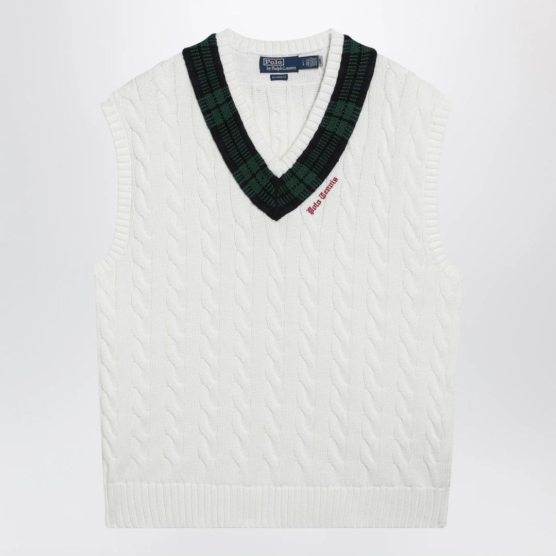 Polo Ralph Lauren - Cream cable-knit Relaxed-Fit vest Brand Vests M