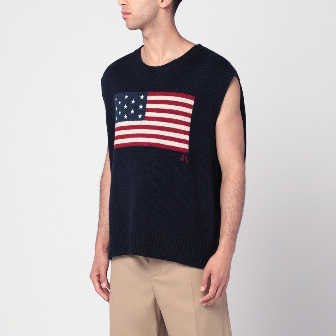 Vests Polo Ralph Lauren - Navy blue vest with flag Big-Fit Brand