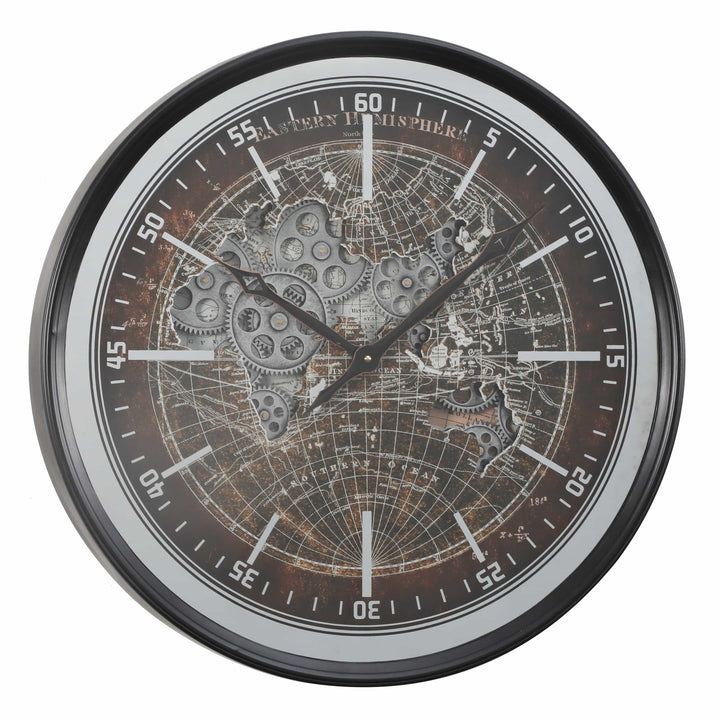 Chilli Wall Clock Geox Round Hemisphere Moving Cogs Wall Clock – Black Brand