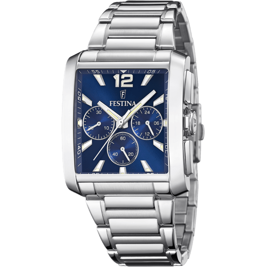 Festina Watch Festina Men's Rectangular Watch Bracelet Blue Dial 38mm Shop Now I Festina Men's Blue Rectangular Watch Bracelet Blue Dial 38mm Brand