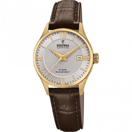 Festina Watch Festina Swiss Gold Case Brown Watch Case 29mm Festina Swiss Gold Case Brown Watch Case 29mm I Shop Now Pay Later Brand