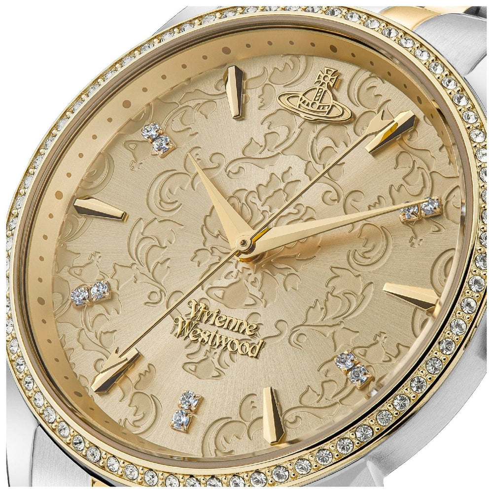 Vivienne Westwood Watch Vivienne Westwood The Wallace Watch Gold & Silver Dial With Swarovski Vivienne Westwood Designer I Watches For Women I Wallace Gold with Swarovski Brand