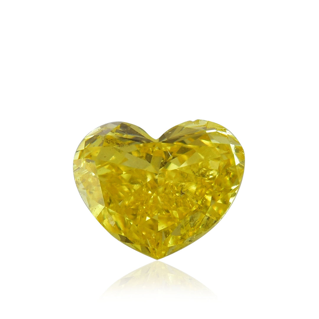 0.37 Carat Fancy Vivid Yellow HEART Diamond (SI2) GIA