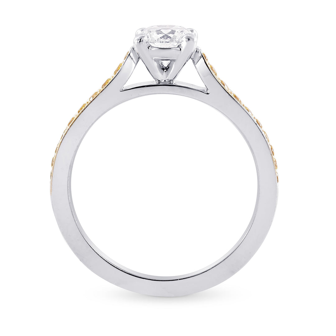 Leibish White F Colored Brilliant Cut Diamond Side-stone Ring