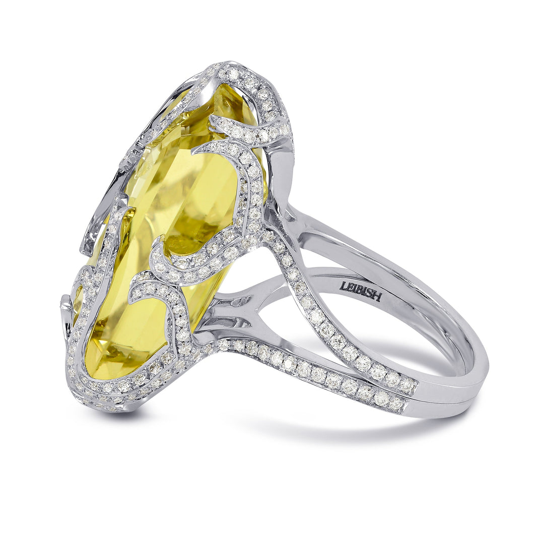 Leibish Extraordinaire  Belle Citron - Lemon Quartz Diamond Ring