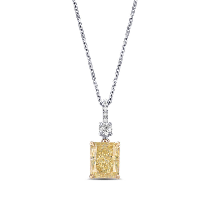 Leibish Fancy Light Yellow Radiant Drop Diamond Pendant