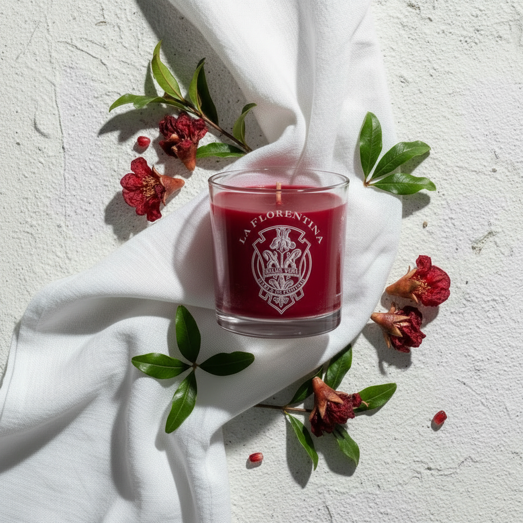 La Florentina Pomegranate Candle – Flat Lay