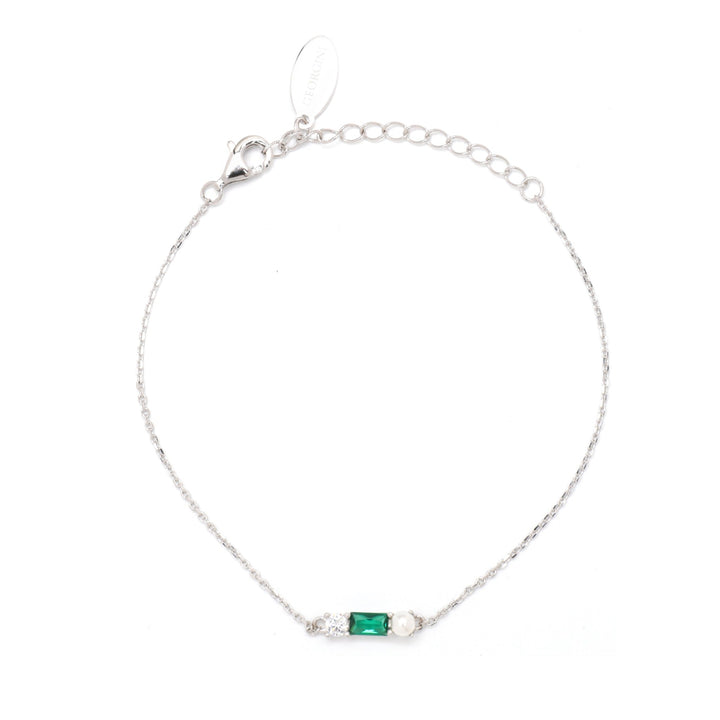 Georgini Gifts Emerald Isle Freshwater Pearl Bracelet In Emerald And Silver