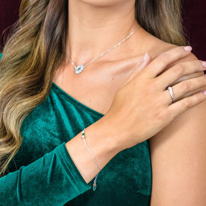 Georgini Bracelet Georgini Gifts Emerald Isle Freshwater Pearl Bracelet In Emerald And Silver Brand
