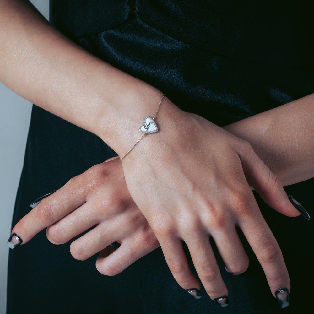 Georgini Bracelet Georgini Reflection Enamel Love Heart Bracelet Silver Brand