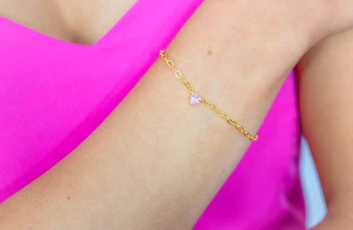 Georgini Bracelet Georgini Sweetheart Heart Chain Bracelet Pink Gold Brand