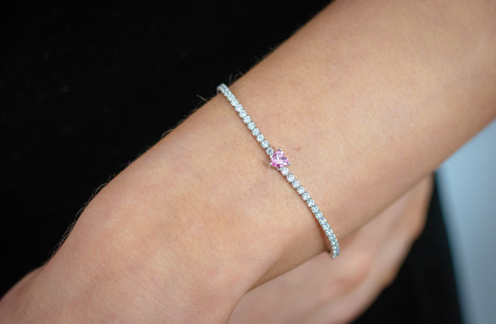 Georgini Bracelet Georgini Sweetheart Tennis Bracelet Silver 18cm Brand